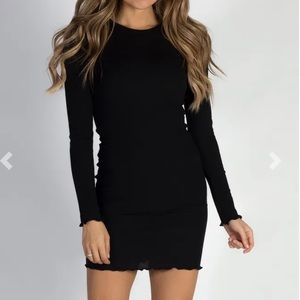 Love Republic Black Long Sleeve Lettuce Hem Dress